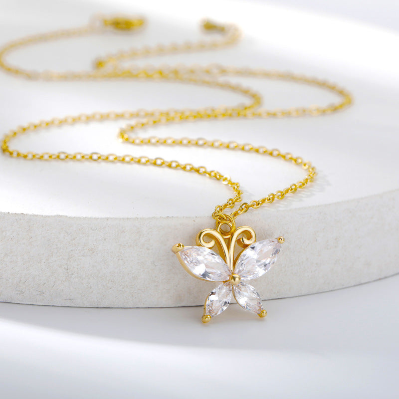 Butterfly Zircon Necklace Ladies