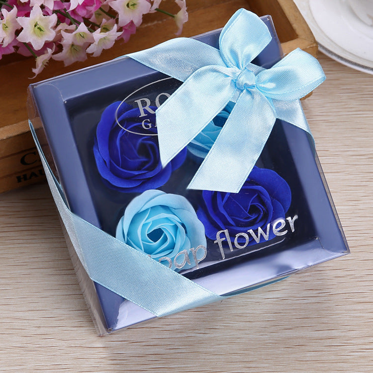 4 Rose Soap Flowers Love Gift Box