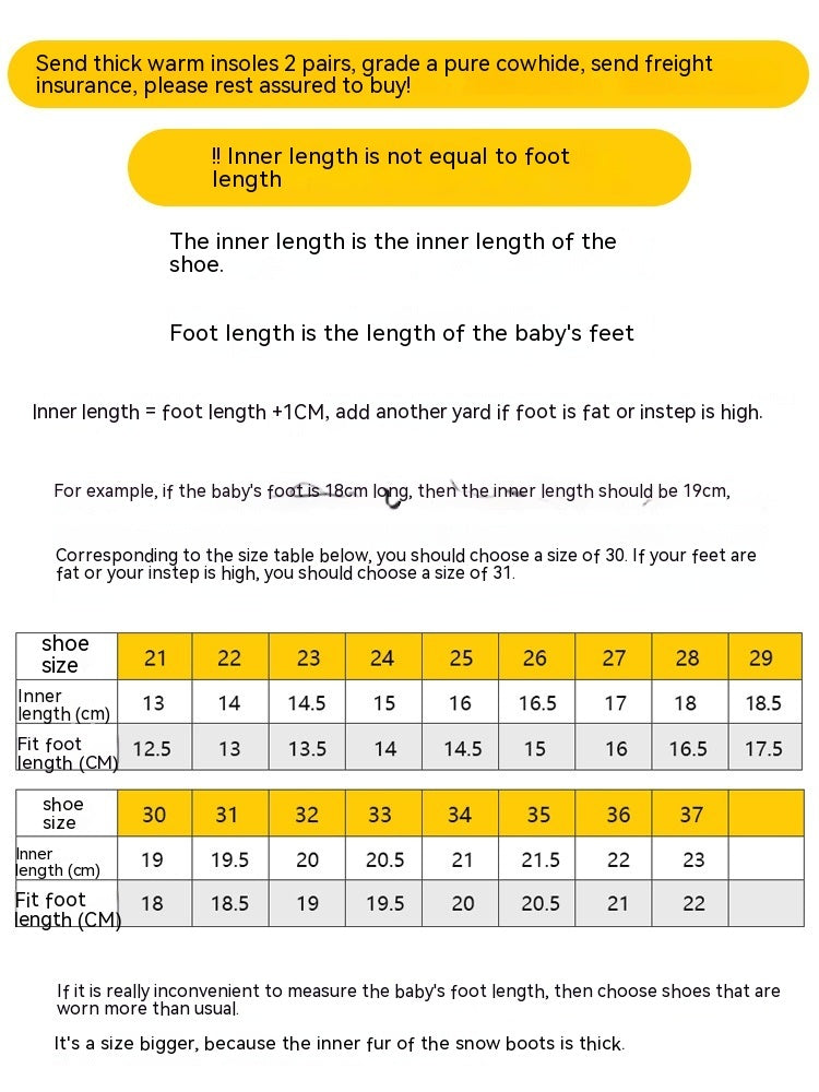 Winter Children Insulated Cotton-padded Shoes Boys Snow Boots