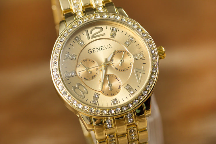 One Generation Alloy Diamond Watches-Geneva Fashion