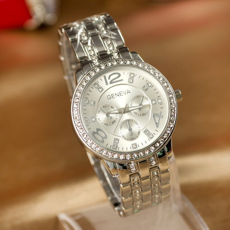 One Generation Alloy Diamond Watches-Geneva Fashion