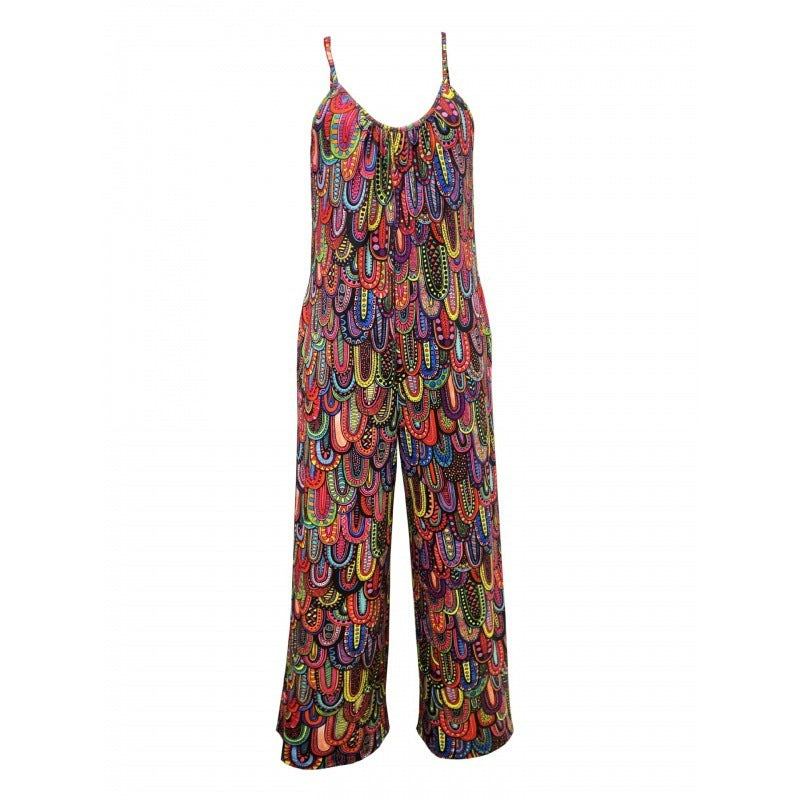 Sleeveless Women's Printed Loose Jumpsuit