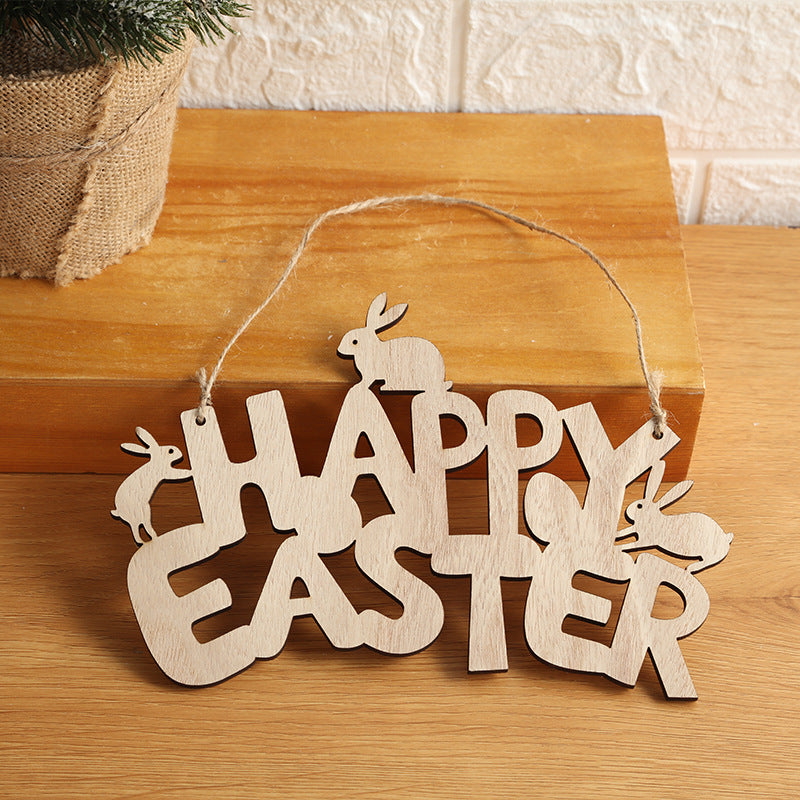 Decorations On Christmas Tree In Easter Wooden Shopping Window