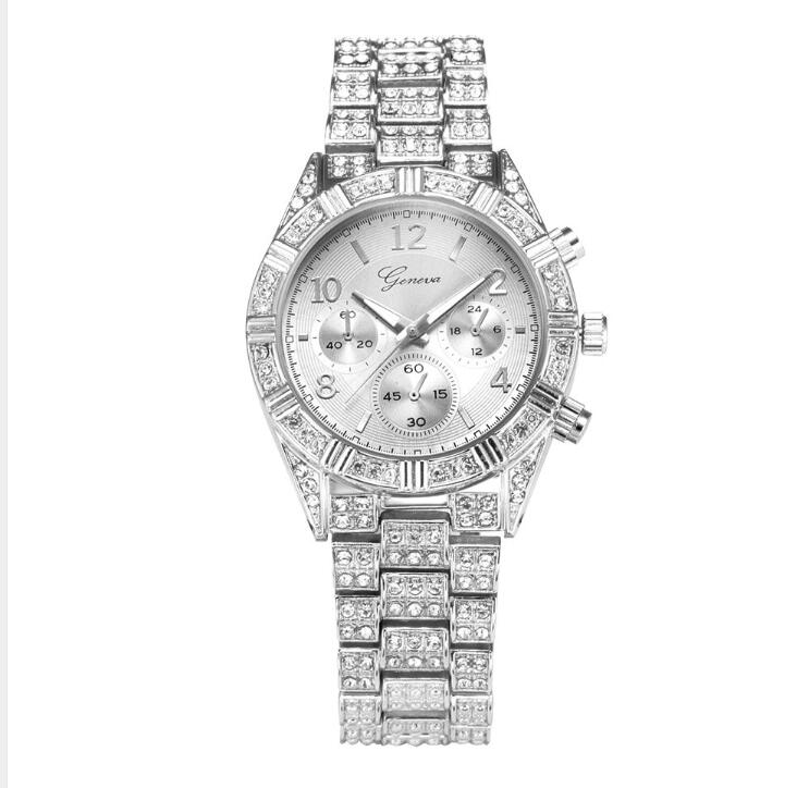 Luxury Women Crystal Quartz Analog Stainless Steel Watch / Montre Femme Sport Watches