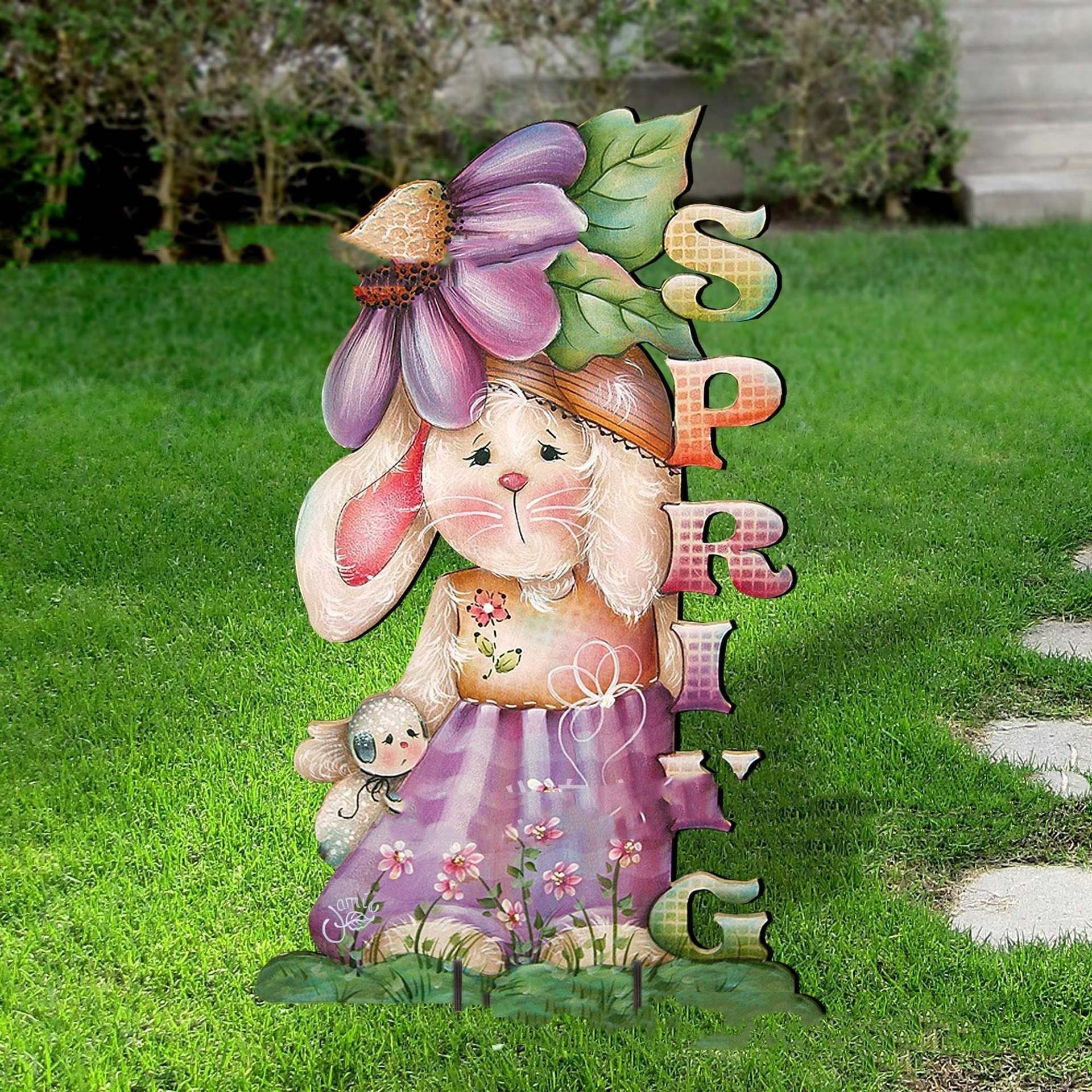 Acrylic Crafts Easter Bunny House Courtyard Decoration