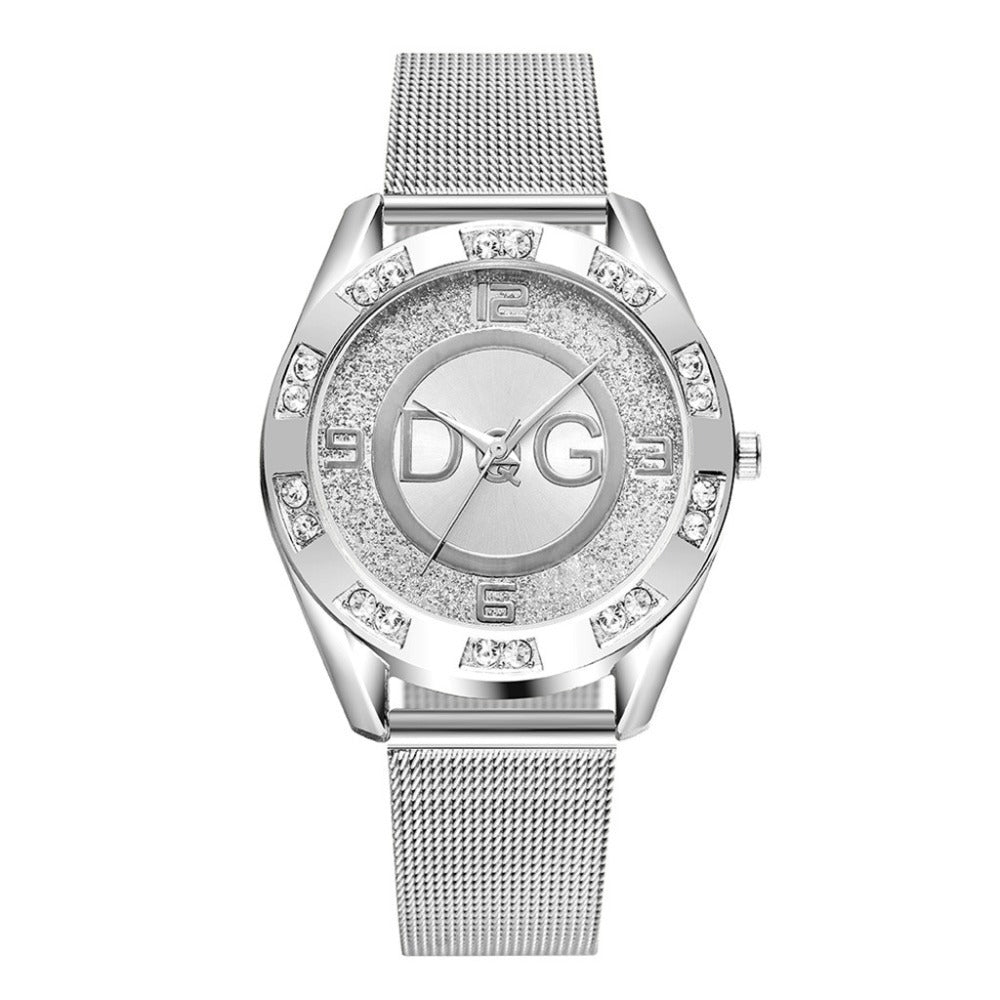 Women 's Double Diamond Outer Ring Quartz Watch/ Sand Diamond Surface Steel Belt Watch