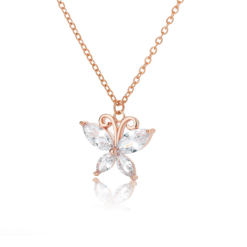 Butterfly Zircon Necklace Ladies